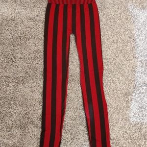 NWOT Red and Black Vertical Striped Leggings